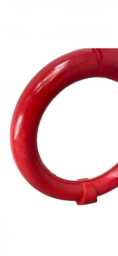 Karl Springer MODERNIST RED LACQUER ROUND MIRROR IN THE MANNER OF KARL SPRINGER