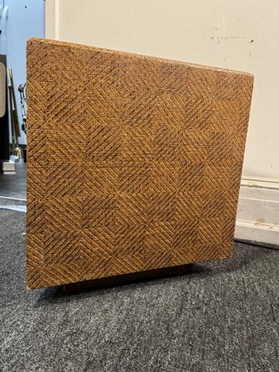 Karl Springer MODERNIST TRIANGULAR GRASSCLOTH TABLES IN THE MANNER OF KARL SPRINGER