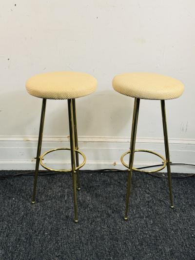 Karl Springer MODERNIST TUBULAR BRASS BALL BAR STOOLS