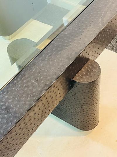 Karl Springer MONUMENTAL CUSTOM BLACK OSTRICH COFFEE TABLE BY KARL SPRINGER