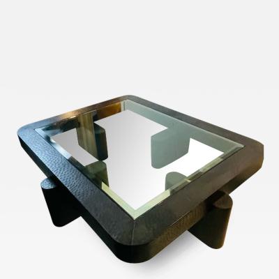 Karl Springer MONUMENTAL CUSTOM BLACK OSTRICH COFFEE TABLE BY KARL SPRINGER