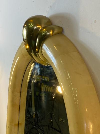 Karl Springer MONUMENTAL GOATSKIN AND BRASS MIRROR BY KARL SPRINGER