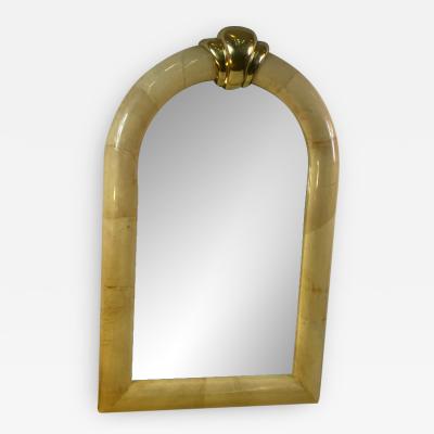 Karl Springer MONUMENTAL GOATSKIN AND BRASS MIRROR BY KARL SPRINGER