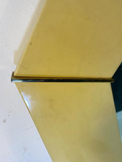 Karl Springer MONUMENTAL LACQUERED GOATSKIN AND BRASS MIRROR BY KARL SPRINGER