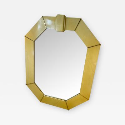 Karl Springer MONUMENTAL LACQUERED GOATSKIN AND BRASS MIRROR BY KARL SPRINGER