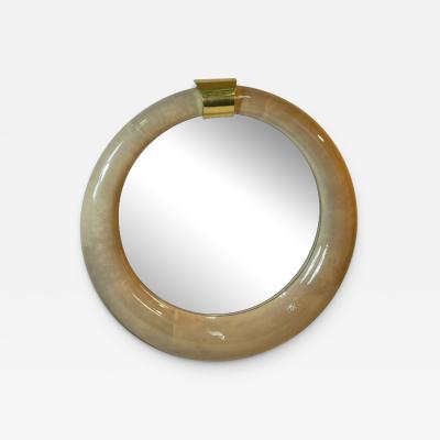 Karl Springer MONUMENTAL MODERN GOATSKIN AND BRASS MIRROR BY KARL SPRINGER