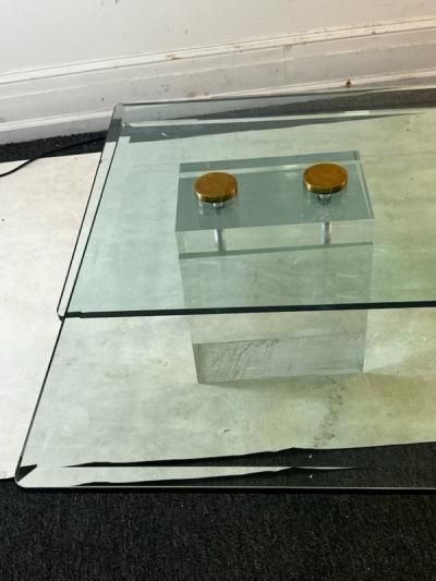 Karl Springer MONUMENTAL MODERNIST GLASS AND LUCITE TABLE ATTRIBUTED TO KARL SPRINGER