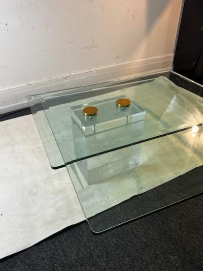 Karl Springer MONUMENTAL MODERNIST GLASS AND LUCITE TABLE ATTRIBUTED TO KARL SPRINGER