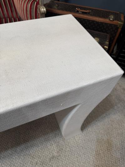 Karl Springer MONUMENTAL MODERNIST WHITE LINEN CONSOLE IN THE MANNER OF KARL SPRINGER