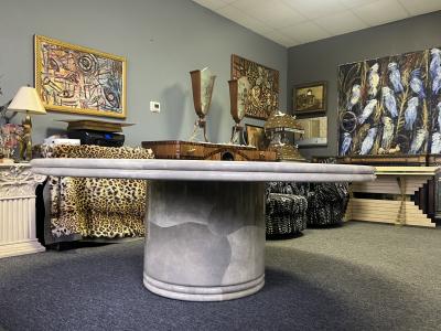 Karl Springer MONUMENTAL ROUND GOATSKIN DINING TABLE BY KARL SPRINGER