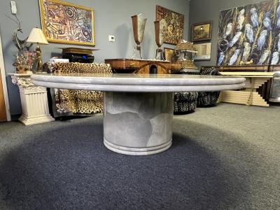 Karl Springer MONUMENTAL ROUND GOATSKIN DINING TABLE BY KARL SPRINGER