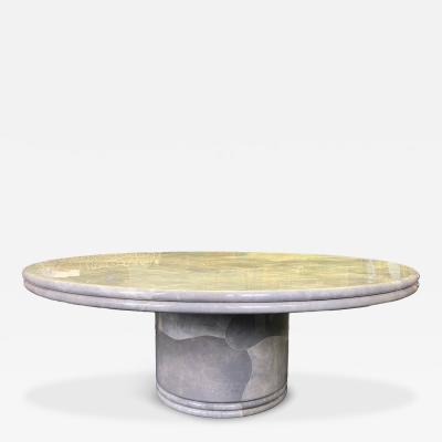 Karl Springer MONUMENTAL ROUND GOATSKIN DINING TABLE BY KARL SPRINGER