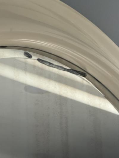 Karl Springer MONUMENTAL ROUND MODERNIST WHITE LACQUERED MIRROR