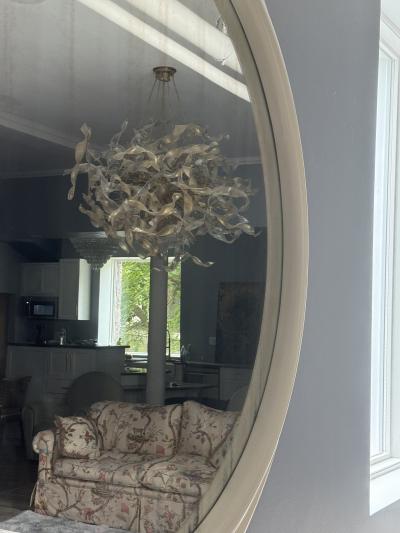 Karl Springer MONUMENTAL ROUND MODERNIST WHITE LACQUERED MIRROR