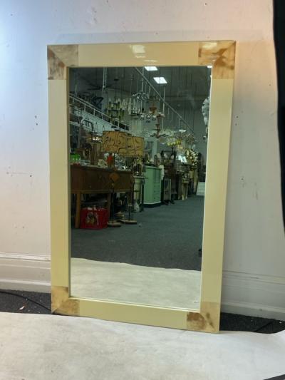 Karl Springer MONUMENTAL SIGNED RECTANGULAR GOATSKIN MIRROR BY KARL SPRINGER