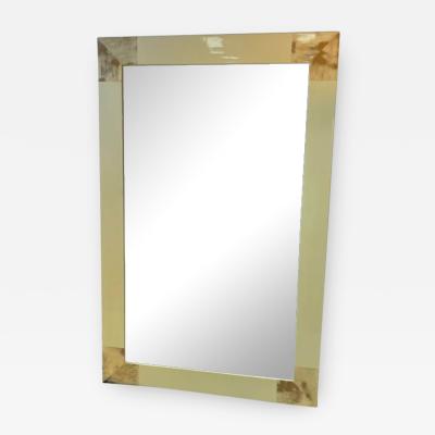 Karl Springer MONUMENTAL SIGNED RECTANGULAR GOATSKIN MIRROR BY KARL SPRINGER