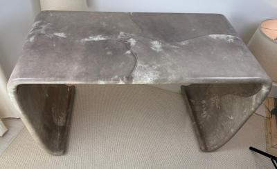 Karl Springer Magnificent Karl Springer Waterfall Console Table in Gray Goatskin Mid century