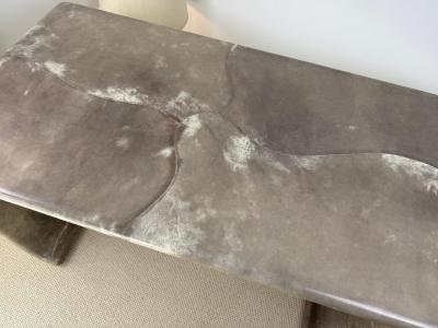 Karl Springer Magnificent Karl Springer Waterfall Console Table in Gray Goatskin Mid century