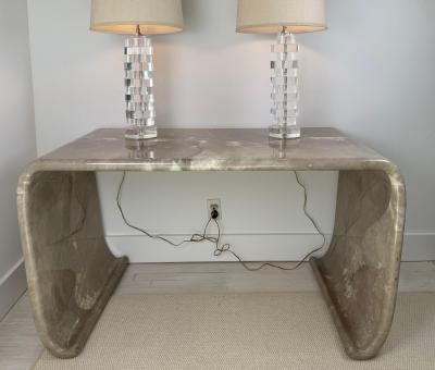 Karl Springer Magnificent Karl Springer Waterfall Console Table in Gray Goatskin Mid century