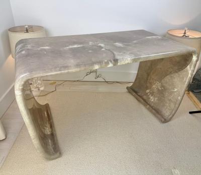 Karl Springer Magnificent Karl Springer Waterfall Console Table in Gray Goatskin Mid century