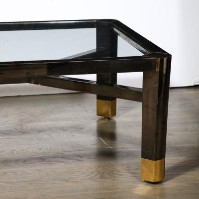 Karl Springer Mid Century Art Moderne Polished Brass Gunmetal Coffee Table by Karl Springer