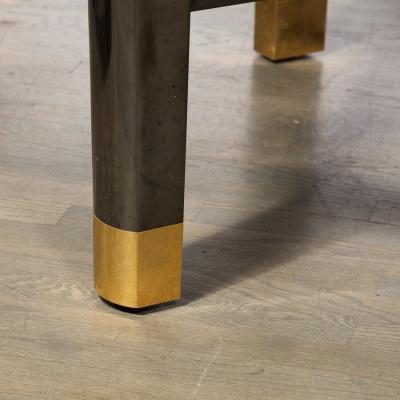 Karl Springer Mid Century Art Moderne Polished Brass Gunmetal Coffee Table by Karl Springer