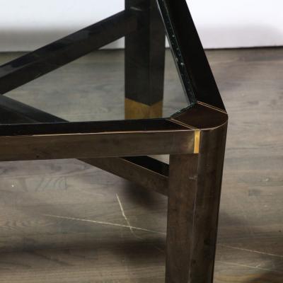 Karl Springer Mid Century Art Moderne Polished Brass Gunmetal Coffee Table by Karl Springer