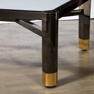 Karl Springer Mid Century Art Moderne Polished Brass Gunmetal Coffee Table by Karl Springer