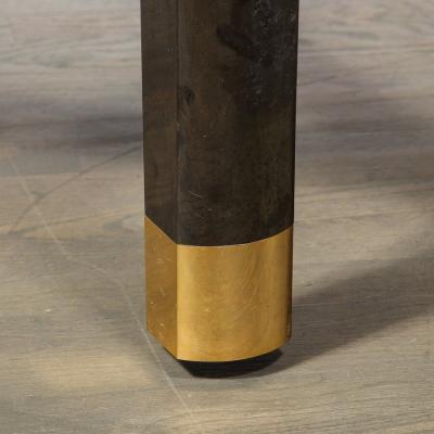 Karl Springer Mid Century Art Moderne Polished Brass Gunmetal Coffee Table by Karl Springer