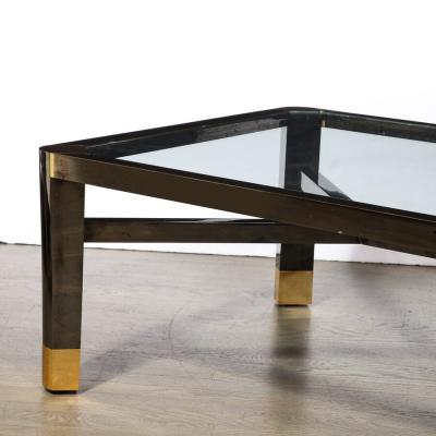 Karl Springer Mid Century Art Moderne Polished Brass Gunmetal Coffee Table by Karl Springer