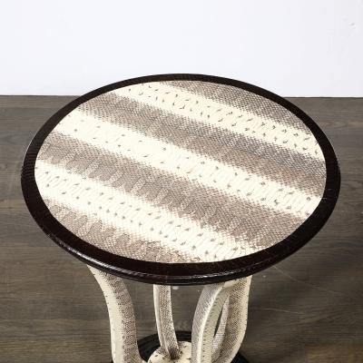 Karl Springer Mid Century Gueridon Table in Python Leather with Stepped Base by Karl Springer