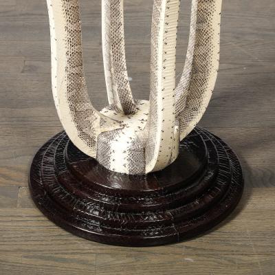 Karl Springer Mid Century Gueridon Table in Python Leather with Stepped Base by Karl Springer