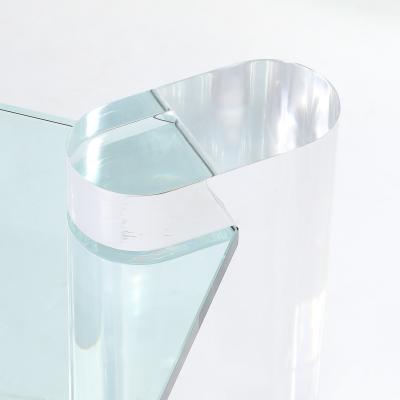 Karl Springer Mid Century Lucite Bullet Form Supports Glass Coffee Table by Karl Springer