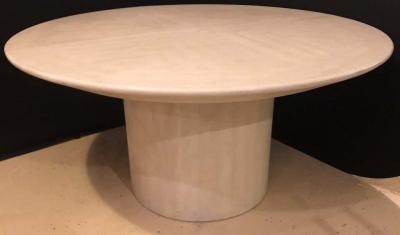 Karl Springer Mid Century Modern Karl Springer Circular Dining Table with 3 Leaves