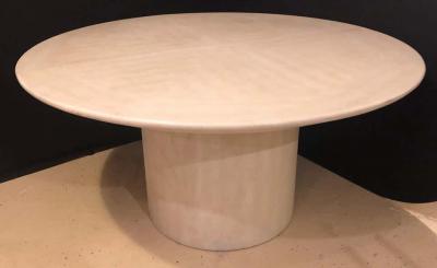 Karl Springer Mid Century Modern Karl Springer Circular Dining Table with 3 Leaves