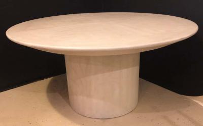 Karl Springer Mid Century Modern Karl Springer Circular Dining Table with 3 Leaves