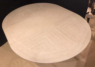 Karl Springer Mid Century Modern Karl Springer Circular Dining Table with 3 Leaves