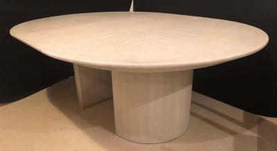 Karl Springer Mid Century Modern Karl Springer Circular Dining Table with 3 Leaves