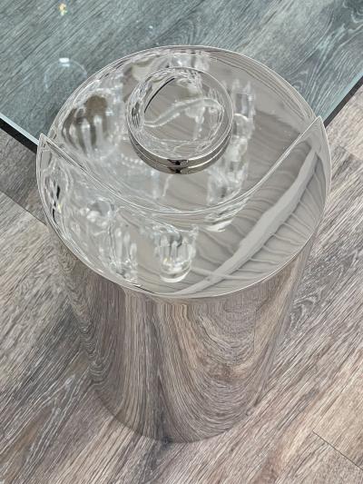Karl Springer Mid Century Modern Karl Springer Signed Chrome Coffee Cocktail Table Glass Top