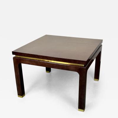 Karl Springer Mid Century Modern Square Game Center Table Lacquer and Brass Springer Style