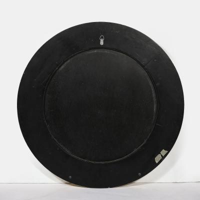 Karl Springer Mid Century Modernist Cream Lacquered Goat Skin Round Mirror by Karl Springer