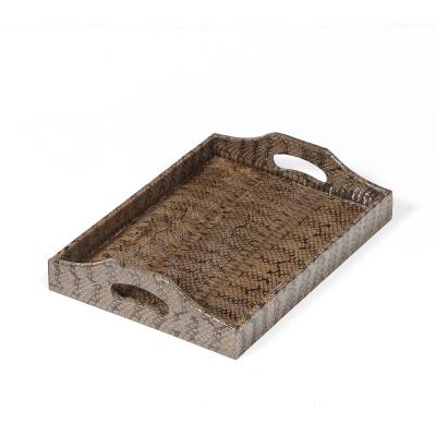 Karl Springer Mid Century Modernist Python Skin Tray by Karl Springer