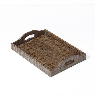 Karl Springer Mid Century Modernist Python Skin Tray by Karl Springer