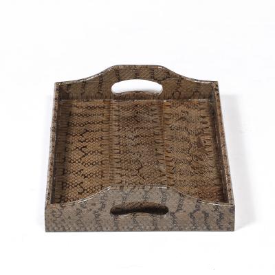 Karl Springer Mid Century Modernist Python Skin Tray by Karl Springer