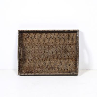 Karl Springer Mid Century Modernist Python Skin Tray by Karl Springer