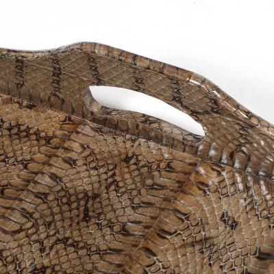 Karl Springer Mid Century Modernist Python Skin Tray by Karl Springer