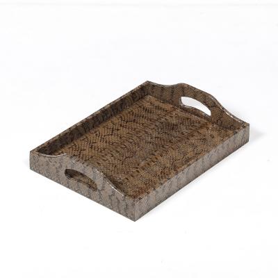Karl Springer Mid Century Modernist Python Skin Tray by Karl Springer