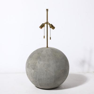 Karl Springer Mid Century Modernist Tessellated Shagreen Geometric Table Lamp by Karl Springer