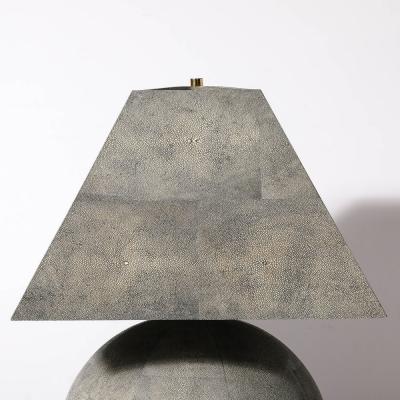 Karl Springer Mid Century Modernist Tessellated Shagreen Geometric Table Lamp by Karl Springer