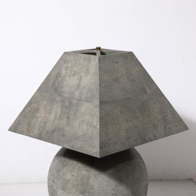 Karl Springer Mid Century Modernist Tessellated Shagreen Geometric Table Lamp by Karl Springer